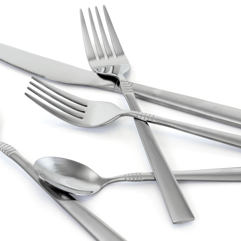 MegaChef Cravat 20 Piece Flatware Utensil Set, Stainless Steel Silverware Metal Service for 4 in Silver