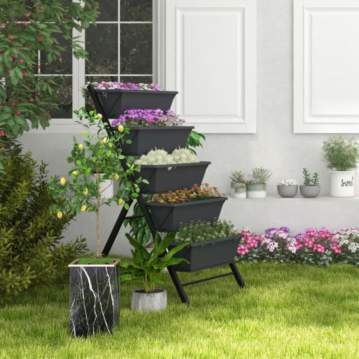 Hivvago 5-Tier Vertical Raised Garden Bed with Wheels and Container Boxes