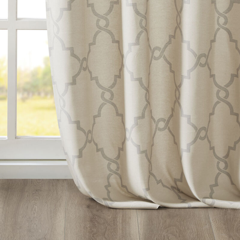 Gracie Mills Ondine Scroll Geometric Fretwork Grommet Window Curtain Panel