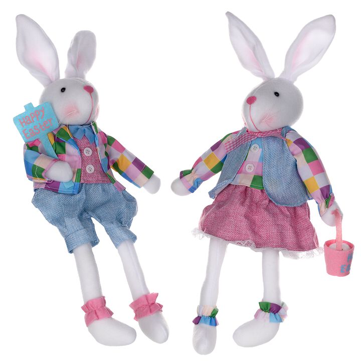 Fabric Rabbit Set of 2 for Easter and Springtime Decorations