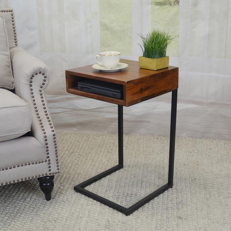Carolina Living Dashiel Cubby C-Form Table - Chestnut/Black