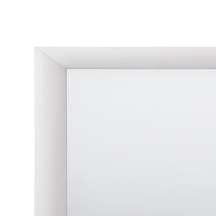 Wooden Framed Mirror with Rectangular Shape, Silver and White-Benzara