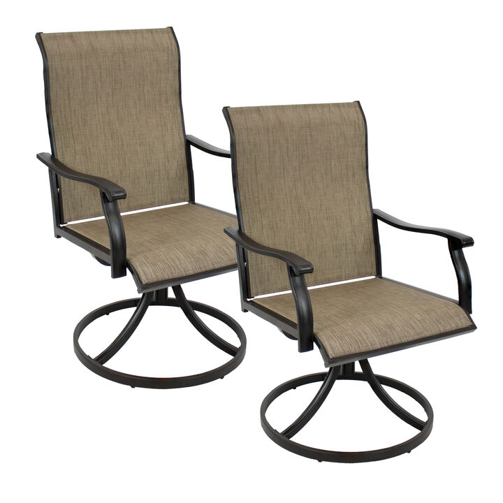 Sunnydaze Classic Garden Patio Swivel Dining Chairs - Brown - Set of 2
