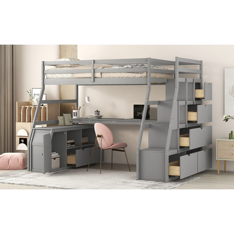 Twin Size Loft Bed With With 7 Drawers 2 Shelves And Desk