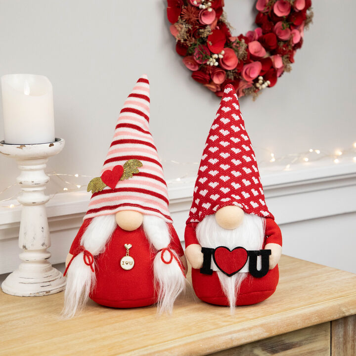 Plush "I Heart U" Valentine's Day Gnomes  -12" - Set of 2