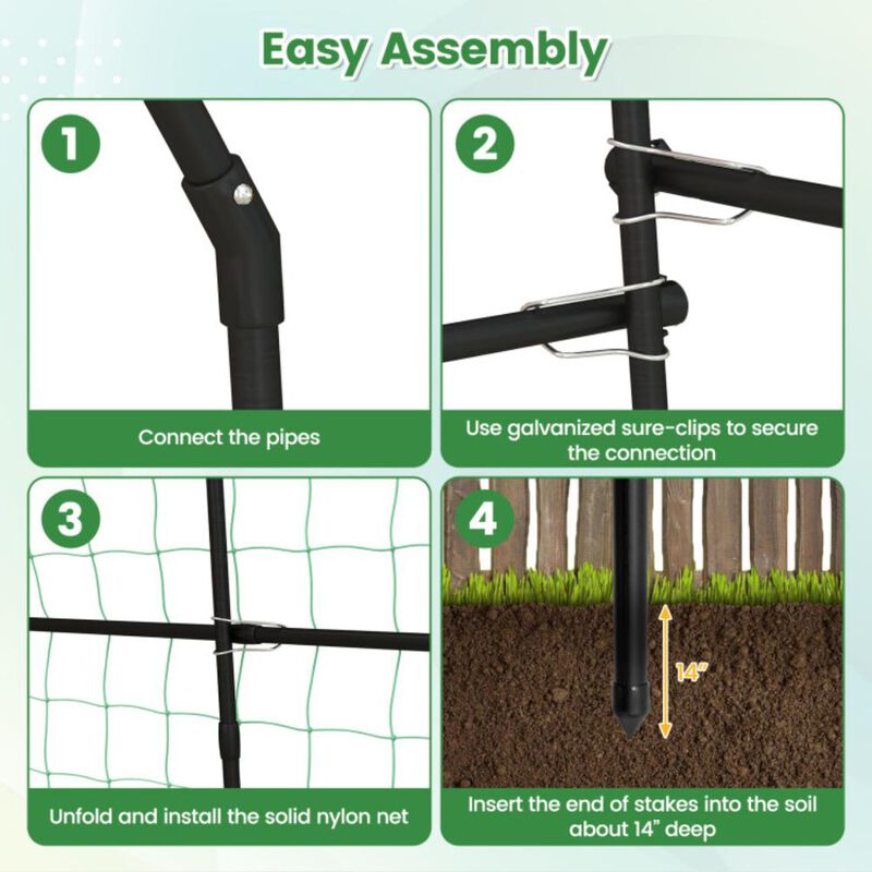 Hivvago 7.5 Feet Garden Arch Trellis with PE Coated Metal Structure