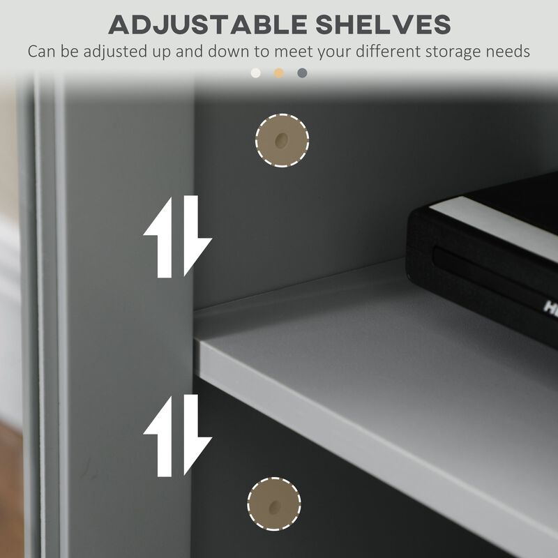 Gray Living Room Storage: TV Cabinet for 58" TVs with Glass Doors