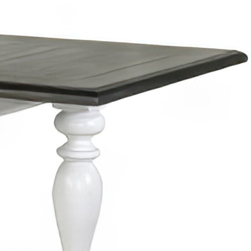 Orso Counter Height Narrow Dining Table, White, Brown Wood, 84 Inch - Benzara