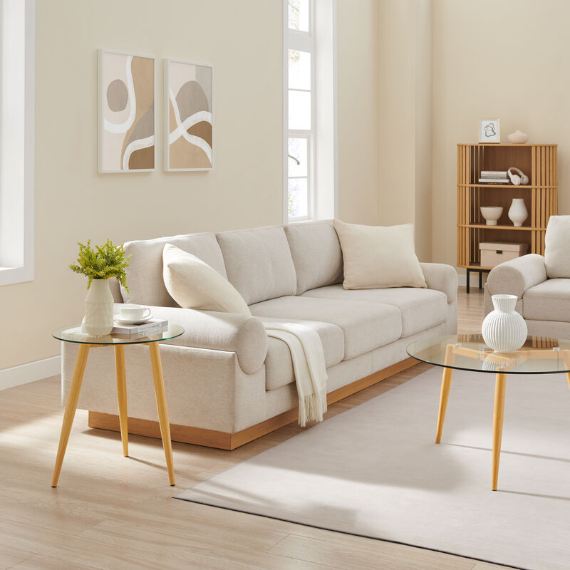 Van Beuren Side Table with Modern Metal Taper Legs and Clear Glass Tabletop
