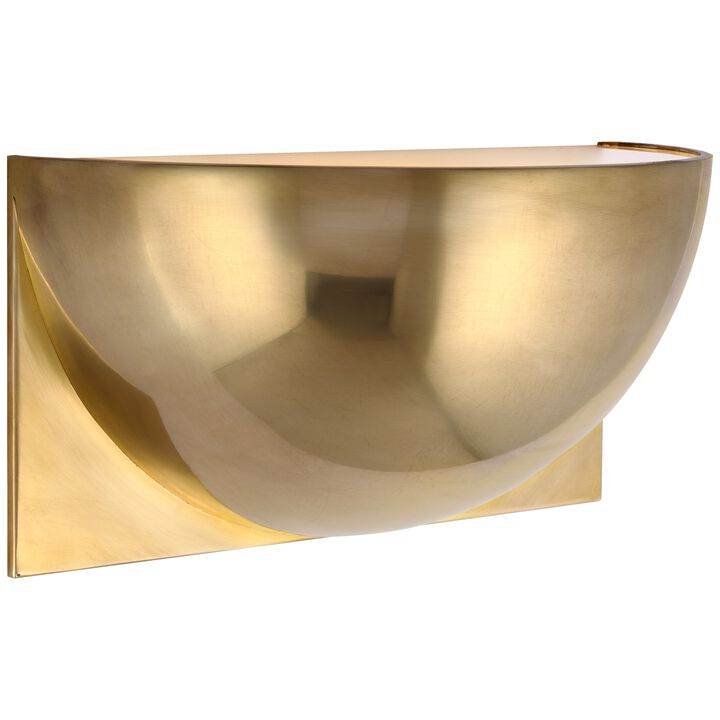 Quarter Sphere Small Up Light in Natural Brass with Frosted Glass