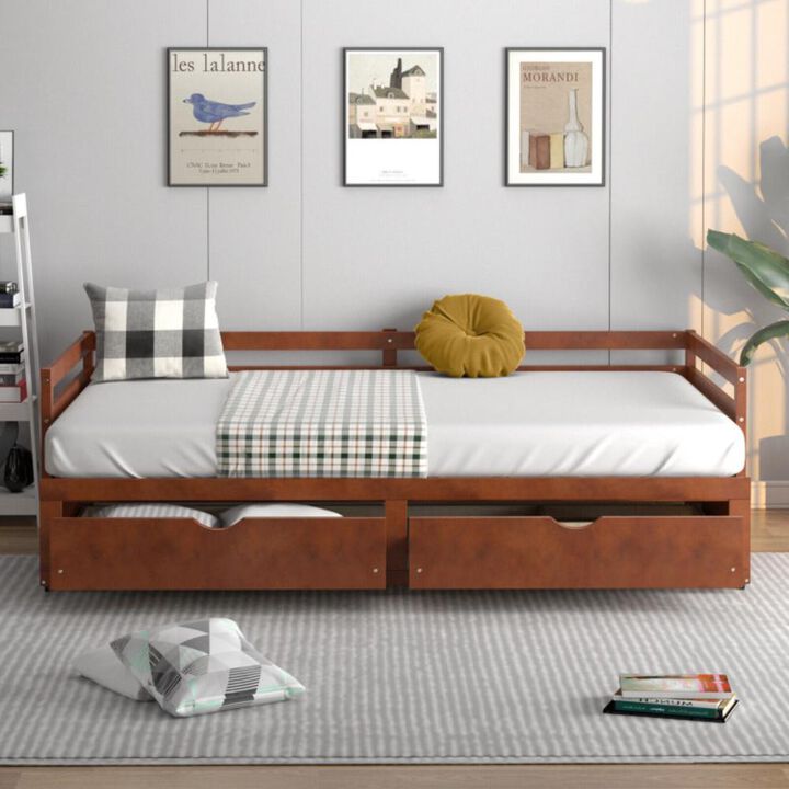 Hivvago Extendable Twin to King Daybed with Trundle and 2 Storage Drawers