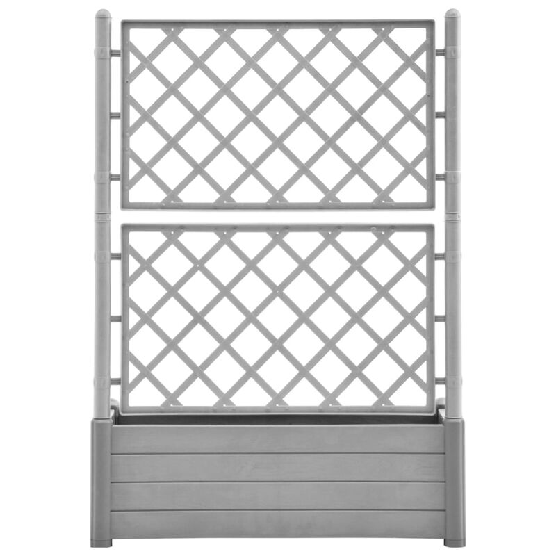 vidaXL Garden Planter with Trellis 39.4"x16.9"x55.9" PP Stone Gray