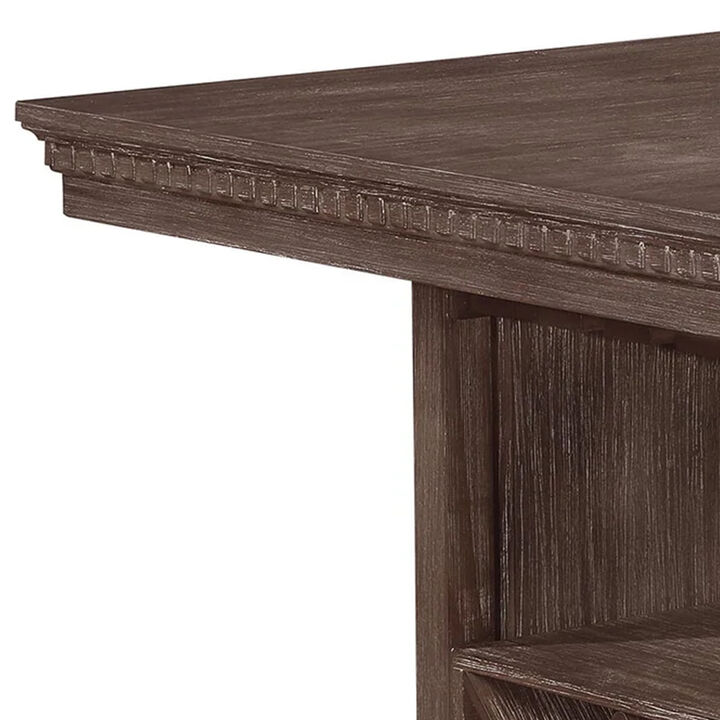 Edward 54 Inch Counter Height Dining Table, Wine Rack, Wood, Warm Brown - Benzara