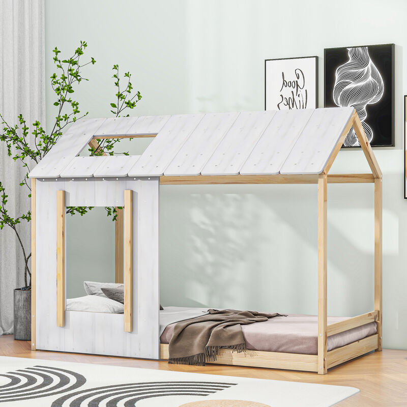 Merax House Platform with Roof and Window