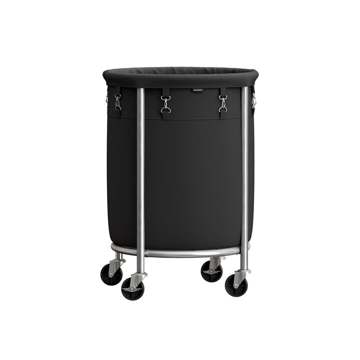 Laundry Basket with Wheels and Removable Bag, Steel Frame, 4 Casters and 2 Brakes