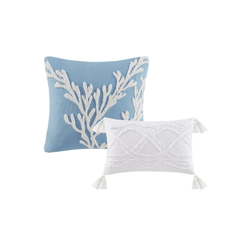 Gracie Mills Irvin Coastal 6-Piece Oversized Cotton Comforter Set with Throw Pillows
