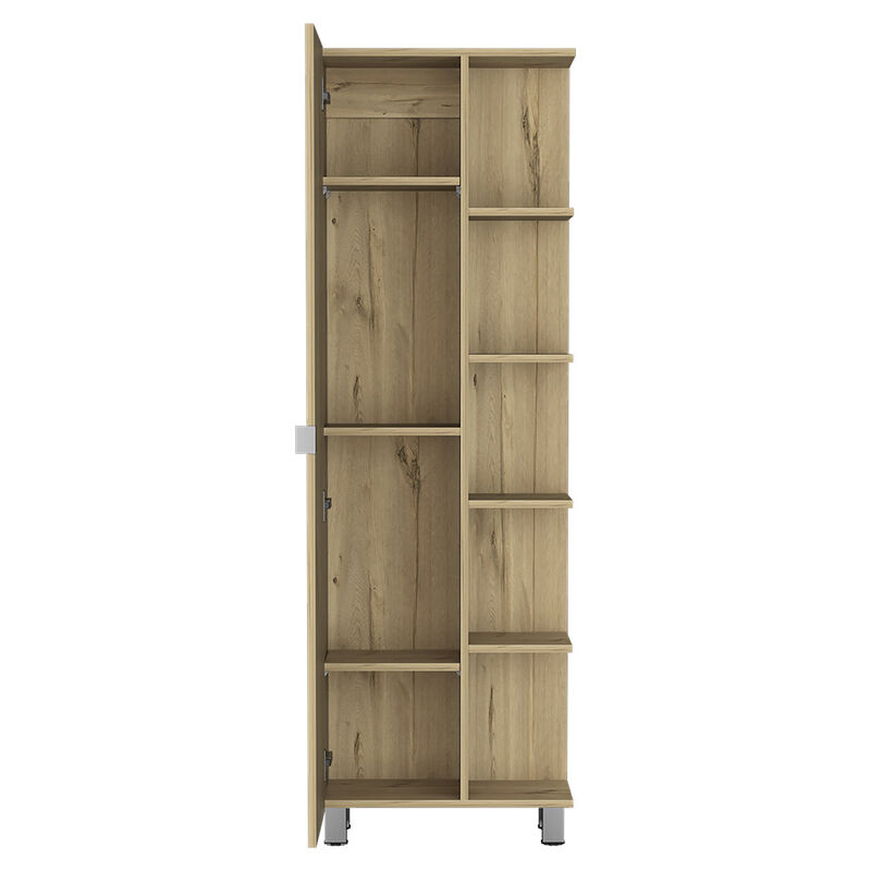 DEPOT E-SHOP Venus Linen Single Door Cabinet, Five External Shelves, Four Interior Shelves, Black