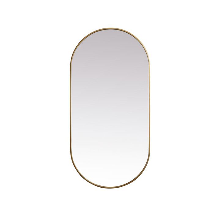 Elegant Decor Metal Frame Oval Mirror 30x60 Inch in Brass
