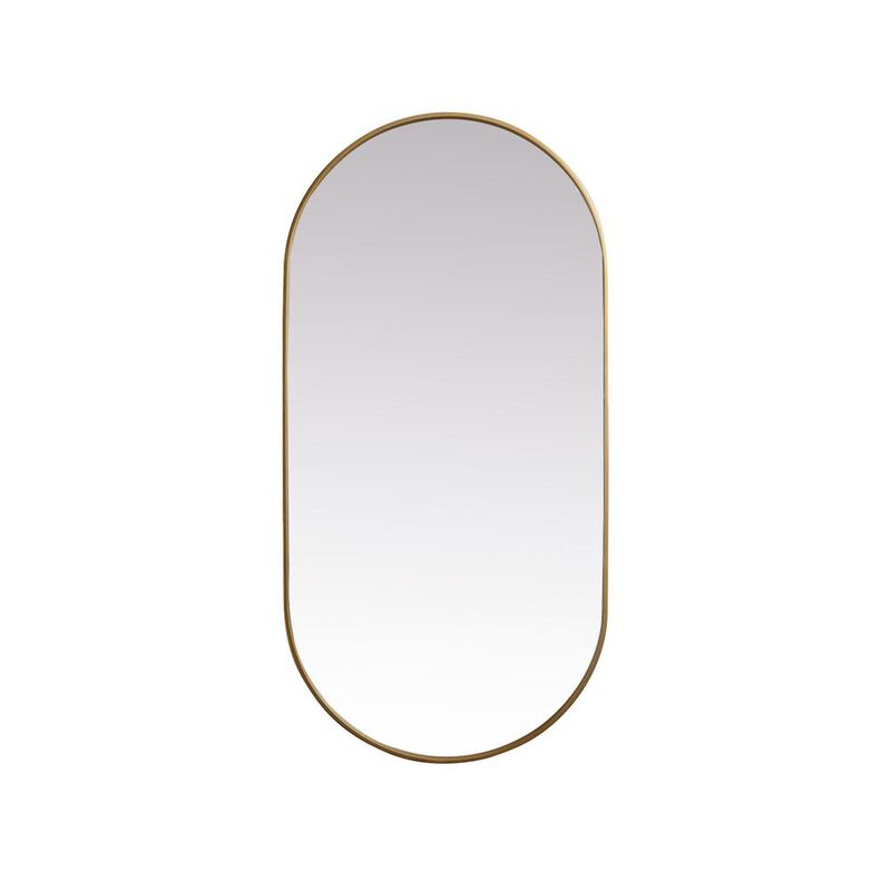 Elegant Decor Metal Frame Oval Mirror 30x60 Inch in Brass