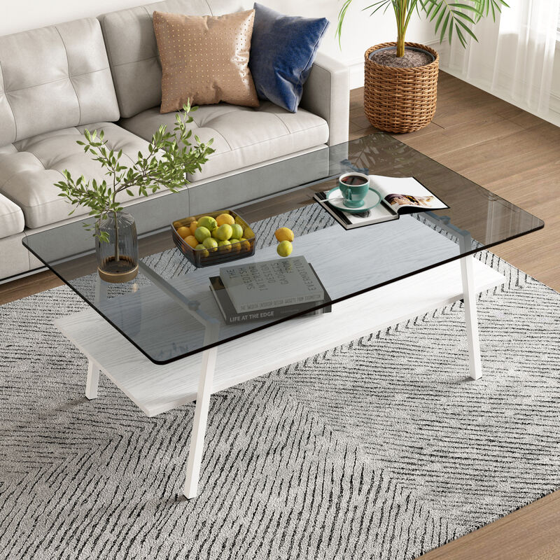 Modern Gray Glass Coffee Table
