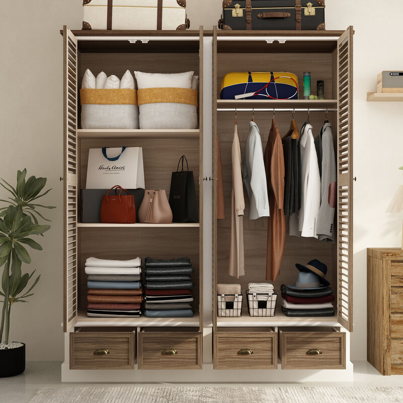 FUFU&GAGA Modern Wardrobe Armoire  with Adjustable Shelves and Spacious Drawers,(63" W x 19.7" D x 74.8"H),Brown