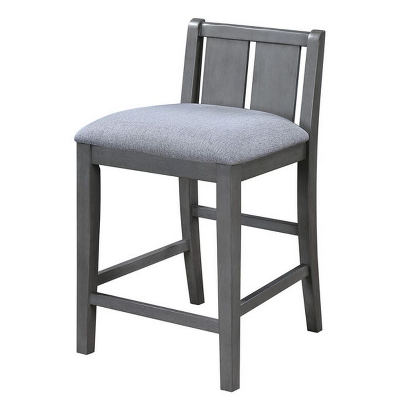 Ham 3 Piece Counter Height Compact Dining Table, Chair Set, Gray Wood - Benzara