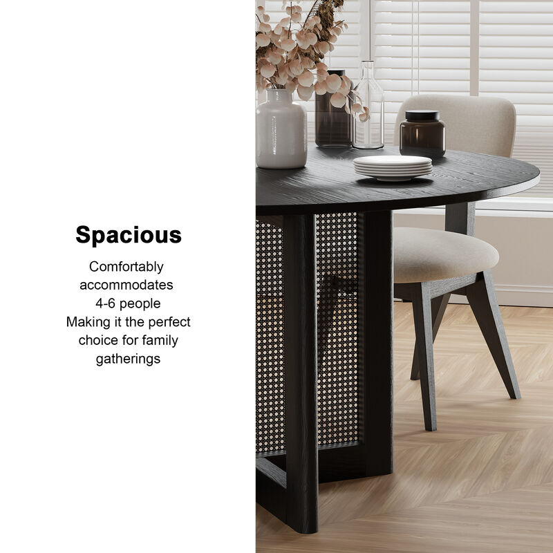 52 Cinna Modern Walnut Oak Wood Round Dining Table （Seats 6）