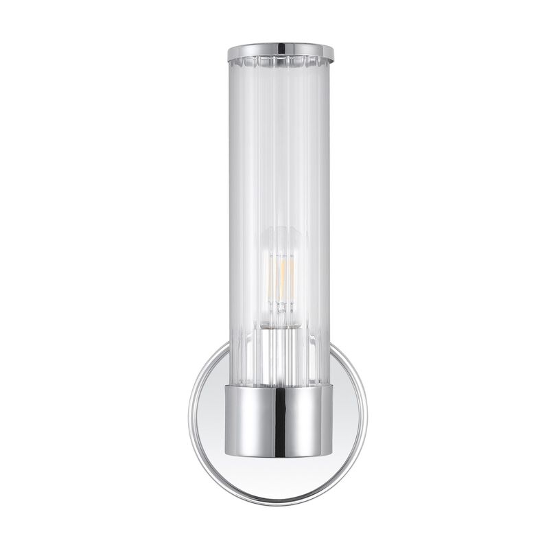 Cecil Tall Cylinder Ironstriped Glass Modern Mid Century LED Vanity