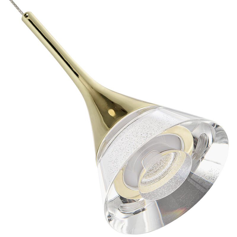 VONN Lighting Integrated LED Height Adjustable Pendant Light with Cone Shade in Gold