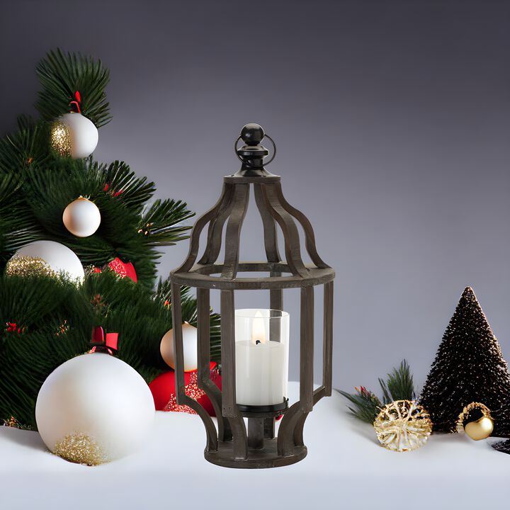 9"L x 22.5"H Candle Holder - Wood and Glass Design for a Sophisticated Look