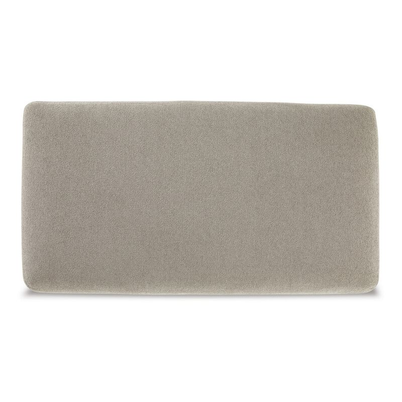 Magg 44 Inch Ottoman, Low Profile Block Feet, Gray Polyester Upholstery - Benzara