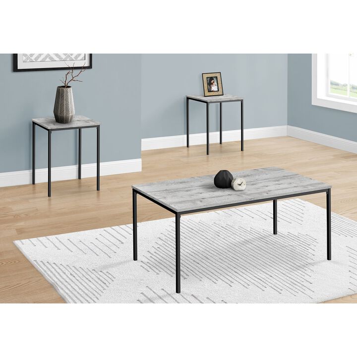 Monarch Specialties - Table Set, 3pcs Set, Coffee, End, Black Metal, Contemporary, Modern