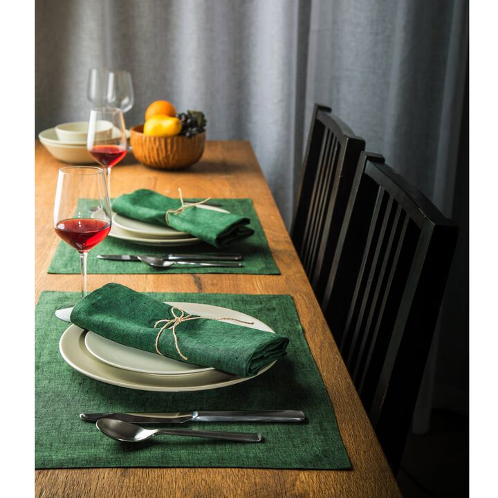 Solino Home 100% Pure Linen 14 x 19 Inch Placemats Set of 4 | Athena