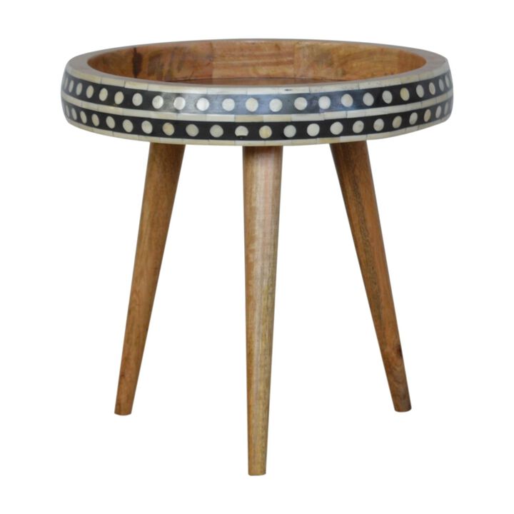 Solid Wood oak-ish Small Patterned Nordic Style End Table