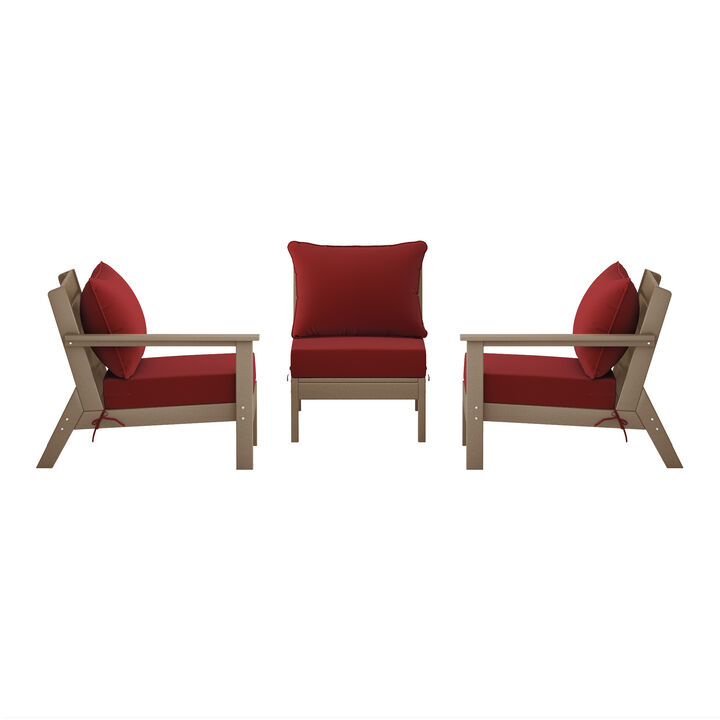 WestinTrends Outdoor Patio HDPE Sectional Sofa with Patio Cushions