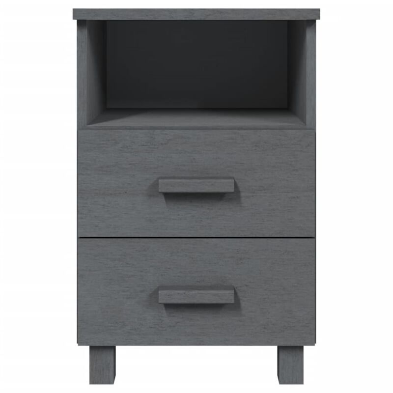 vidaXL Bedside Cabinets HAMAR 2-Piece Set, Dark Gray - Solid Pinewood and MDF, Rectangular Design with Storage Drawers, Durable Construction, Easy Assembly, Versatile Home Decor