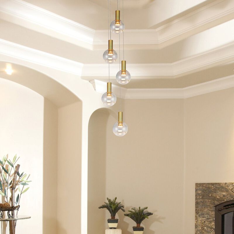VONN Lighting 5-Light Pendant Lighting Height Adjustable Integrated LED Chandelier