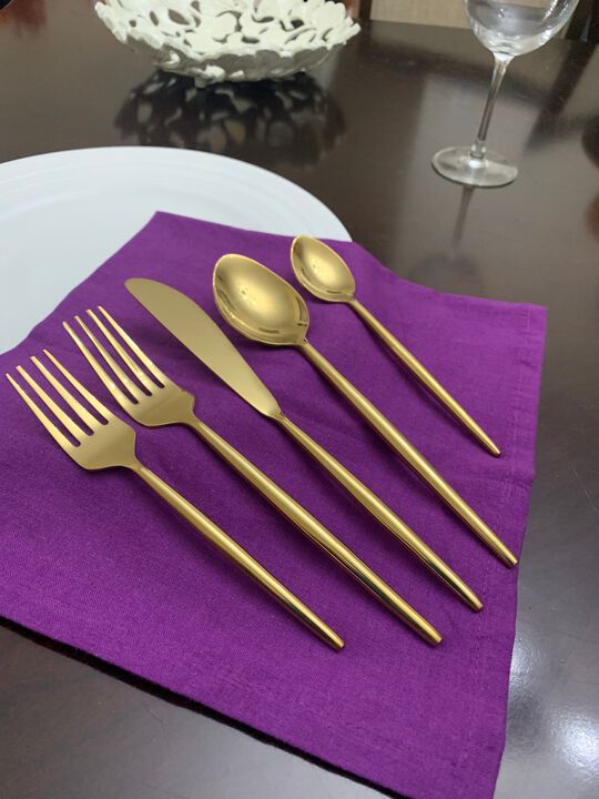 20 Piece Modern Gold Flatware Set, Service for 4