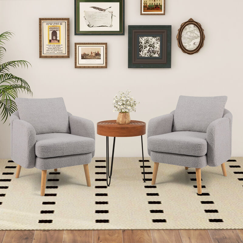 Sherpa Accent Chair with Seat Cushion for Modern and Comfortable Living Room Seating