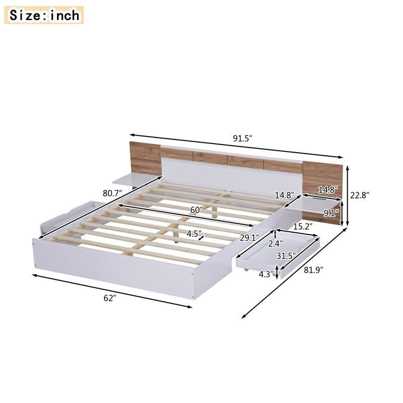 Streamdale Queen Platform Bed with Storage and USB