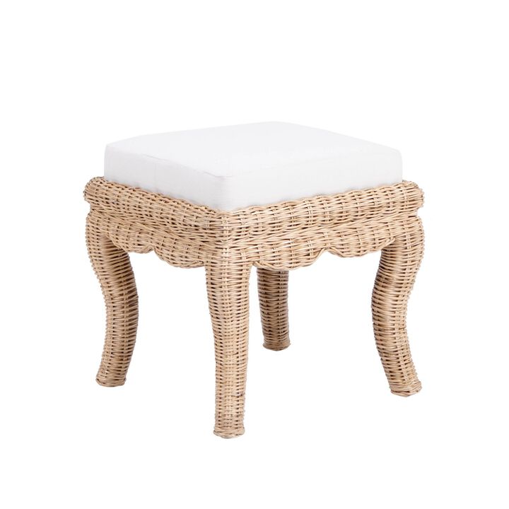 Rowan Bohemian Designer Woven Rattan/Wood Vanity Stool