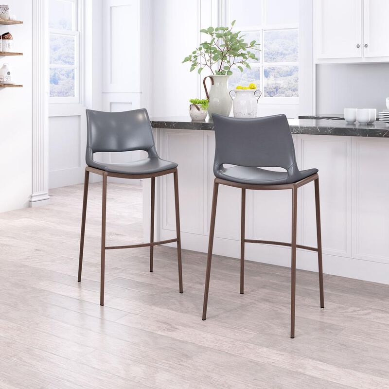 Belen Kox Ace Bar Chair (Set of 2), Dark Gray & Walnut, Belen Kox