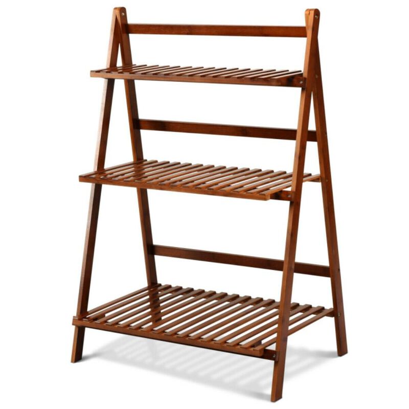 Hivvago 3-tier Folding Bamboo Flower Shelf