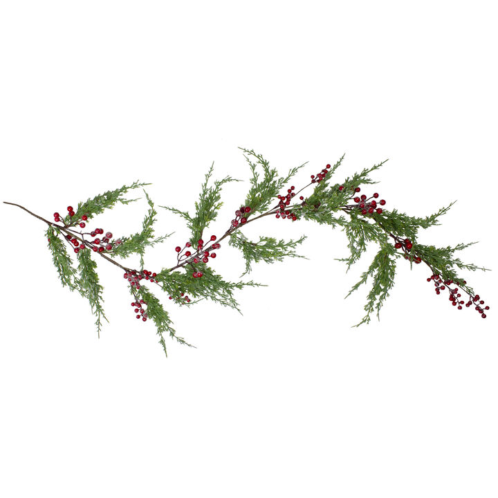 5' x 10" Frosted Red Berry Artificial Christmas Garland  Unlit