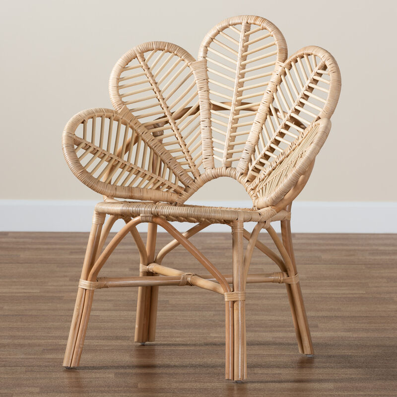 Bali & Pari Bianca Modern Bohemian Natural Brown Rattan Flower Chair