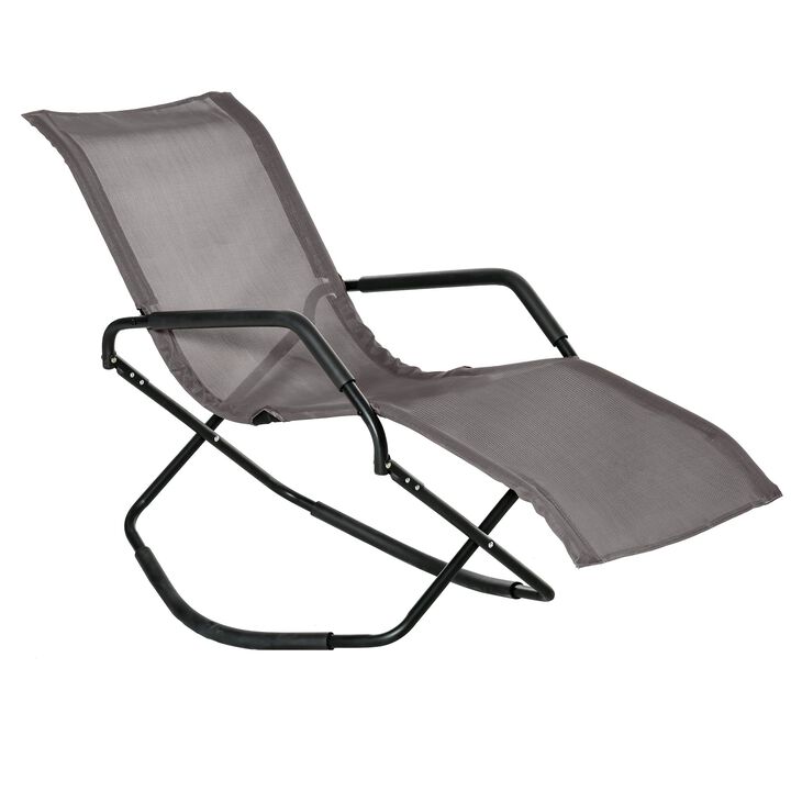 Brown Outdoor Lounger: Zero-Gravity Rocking Sun Recliner