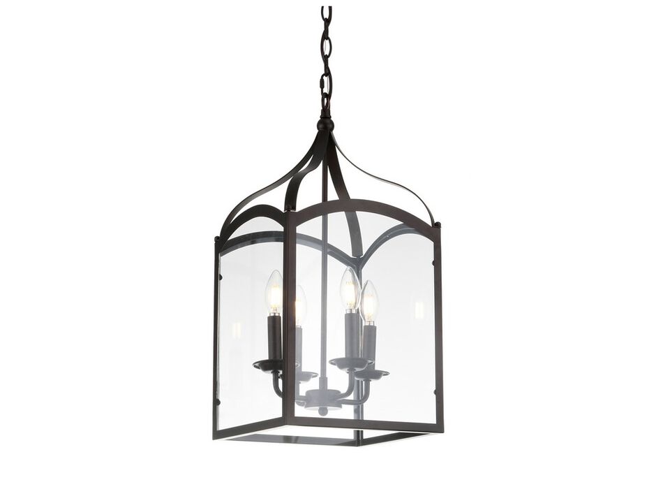 Ruth 4-light Traditional Classic Lantern Metal/Glass LED Pendant