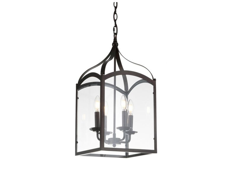 Ruth 4-light Traditional Classic Lantern Metal/Glass LED Pendant