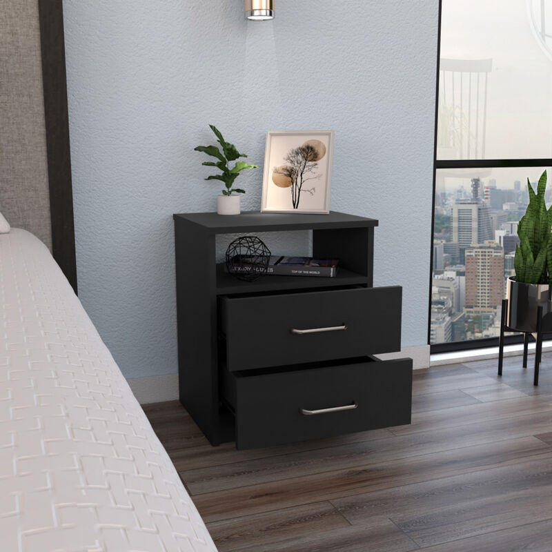 Streamdale Napoles Nightstand, Superior Top, Two Drawers, One Shelf