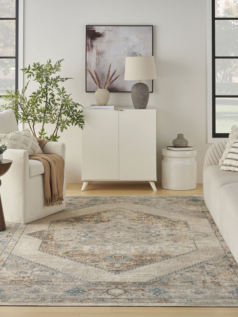 Astra Machine Washable ASW13 Ivory/Blue 7'10" x 10' Rug